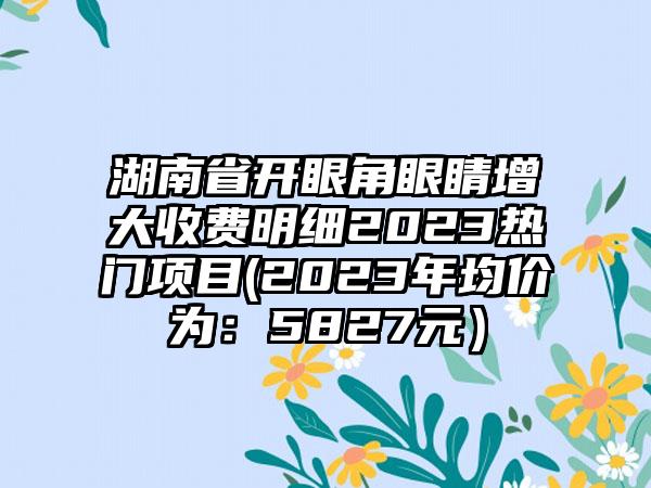 湖南省开眼角眼睛增大收费明细2023热门项目(2023年均价为：5827元）