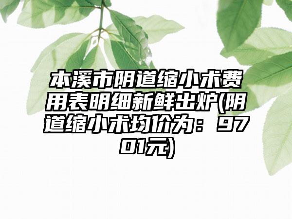 本溪市阴道缩小术费用表明细新鲜出炉(阴道缩小术均价为：9701元)