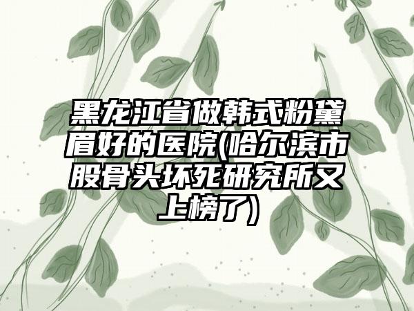 黑龙江省做韩式粉黛眉好的医院(哈尔滨市股骨头坏死研究所又上榜了)