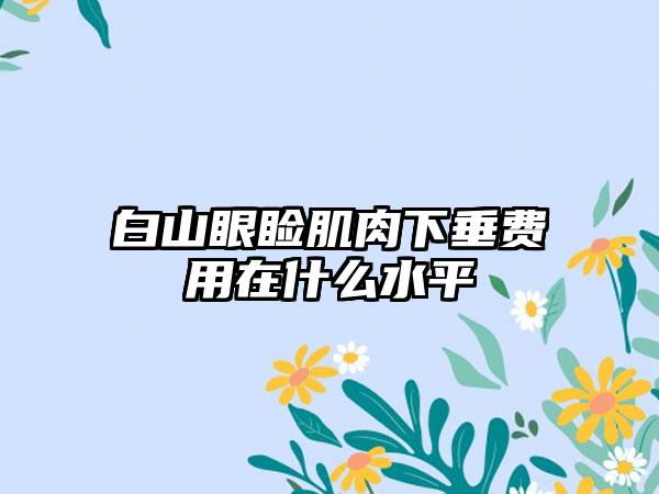 白山眼睑肌肉下垂费用在什么水平