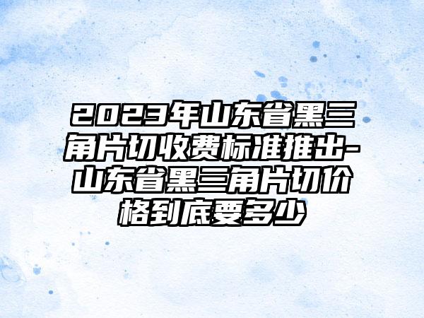 2023年山东省黑三角片切收费标准推出-山东省黑三角片切价格到底要多少