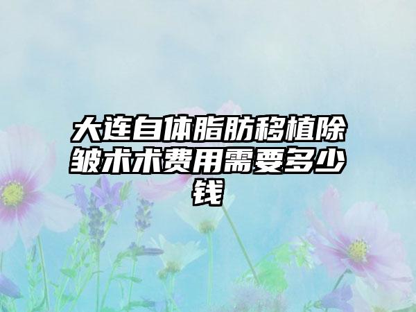 大连自体脂肪移植除皱术术费用需要多少钱