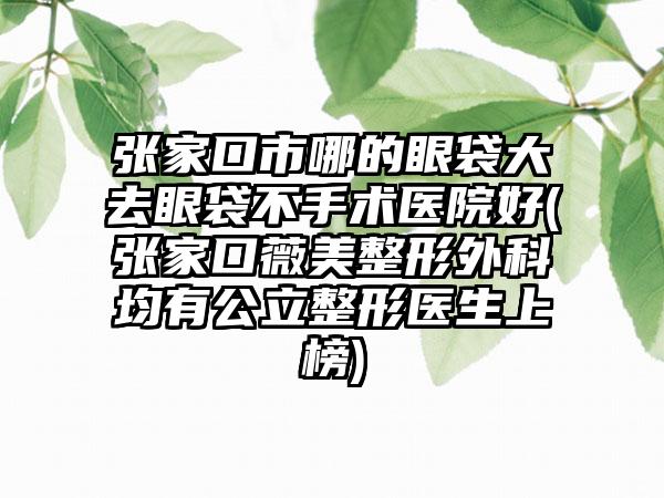 张家口市哪的眼袋大去眼袋不手术医院好(张家口薇美整形外科均有公立整形医生上榜)