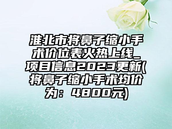 淮北市将鼻子缩小手术价位表火热上线_项目信息2023更新(将鼻子缩小手术均价为：4800元)