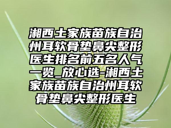 湘西土家族苗族自治州耳软骨垫鼻尖整形医生排名前五名人气一览_放心选-湘西土家族苗族自治州耳软骨垫鼻尖整形医生