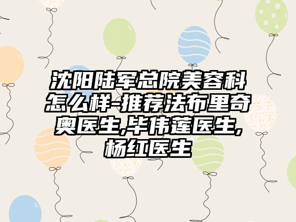 沈阳陆军总院美容科怎么样-推荐法布里奇奥医生,毕伟莲医生,杨红医生