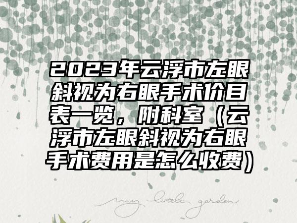 2023年云浮市左眼斜视为右眼手术价目表一览，附科室（云浮市左眼斜视为右眼手术费用是怎么收费）