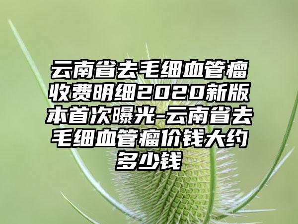 云南省去毛细血管瘤收费明细2020新版本首次曝光-云南省去毛细血管瘤价钱大约多少钱