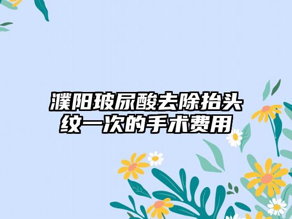 濮阳玻尿酸去除抬头纹一次的手术费用