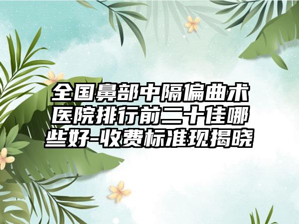 全国鼻部中隔偏曲术医院排行前二十佳哪些好-收费标准现揭晓