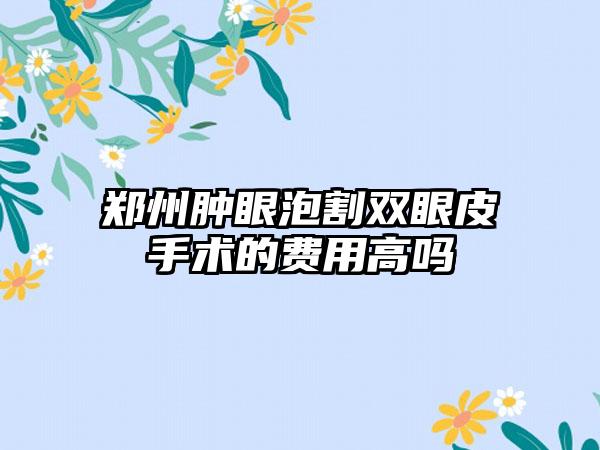 郑州肿眼泡割双眼皮手术的费用高吗