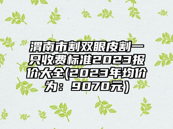 渭南市割双眼皮割一只收费标准2023报价大全(2023年均价为：9070元）