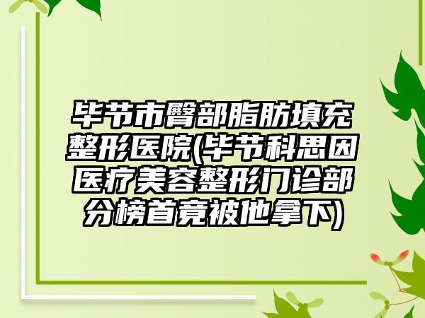 毕节市臀部脂肪填充整形医院(毕节科思因医疗美容整形门诊部分榜首竟被他拿下)