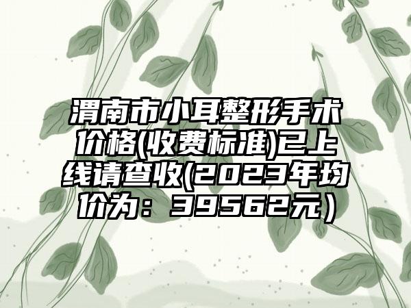 渭南市小耳整形手术价格(收费标准)已上线请查收(2023年均价为：39562元）