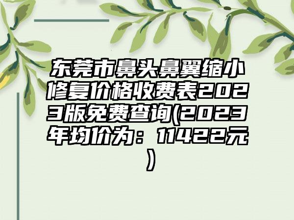 东莞市鼻头鼻翼缩小修复价格收费表2023版免费查询(2023年均价为：11422元）