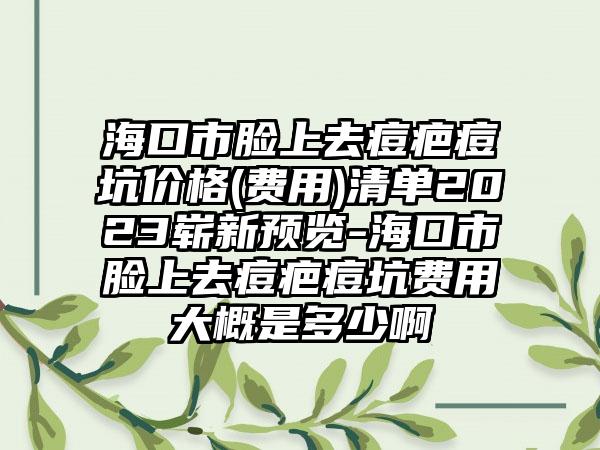 海口市脸上去痘疤痘坑价格(费用)清单2023崭新预览-海口市脸上去痘疤痘坑费用大概是多少啊