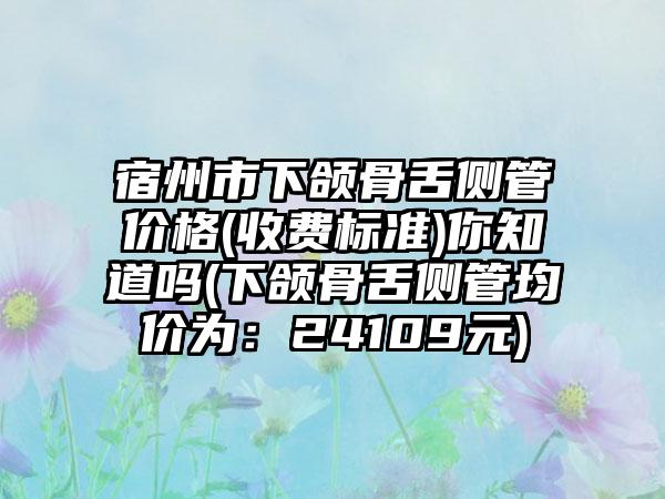 宿州市下颌骨舌侧管价格(收费标准)你知道吗(下颌骨舌侧管均价为：24109元)