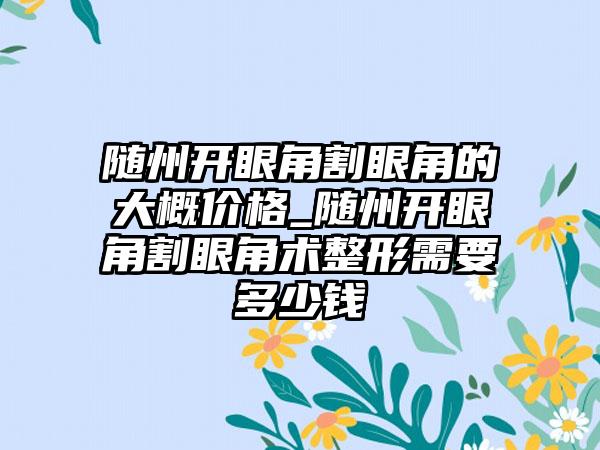 随州开眼角割眼角的大概价格_随州开眼角割眼角术整形需要多少钱