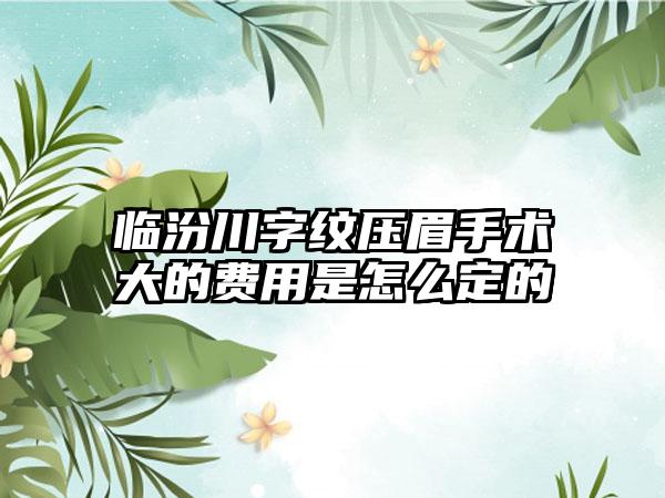 临汾川字纹压眉手术大的费用是怎么定的