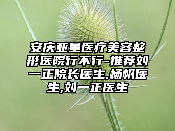 安庆亚星医疗美容整形医院行不行-推荐刘一正院长医生,杨帆医生,刘一正医生