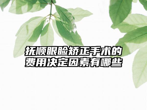 抚顺眼睑矫正手术的费用决定因素有哪些