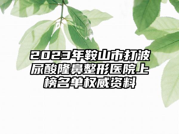 2023年鞍山市打波尿酸隆鼻整形医院上榜名单权威资料