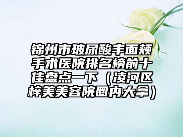 锦州市玻尿酸丰面颊手术医院排名榜前十佳盘点一下（凌河区梓美美容院圈内大拿）