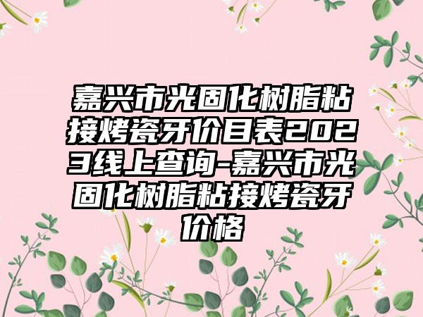 嘉兴市光固化树脂粘接烤瓷牙价目表2023线上查询-嘉兴市光固化树脂粘接烤瓷牙价格