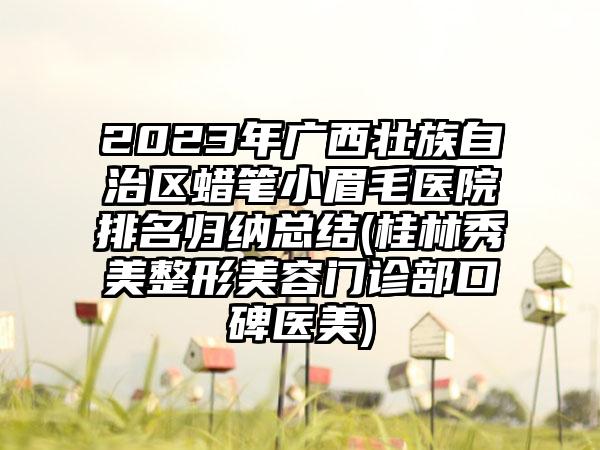 2023年广西壮族自治区蜡笔小眉毛医院排名归纳总结(桂林秀美整形美容门诊部口碑医美)