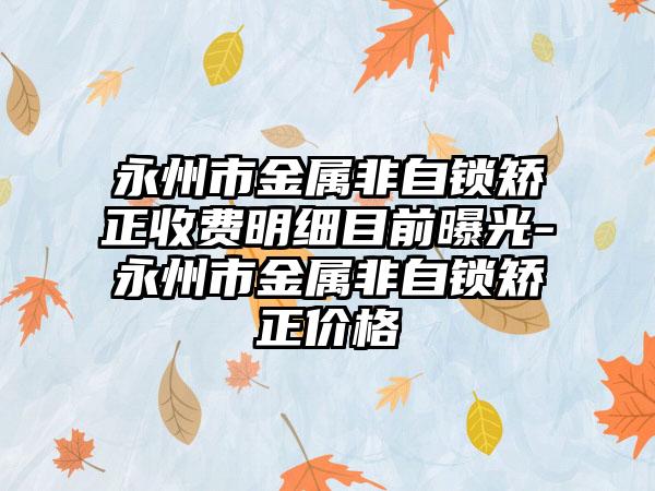 永州市金属非自锁矫正收费明细目前曝光-永州市金属非自锁矫正价格