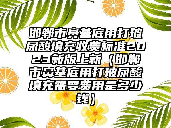 邯郸市鼻基底用打玻尿酸填充收费标准2023新版上新（邯郸市鼻基底用打玻尿酸填充需要费用是多少钱）