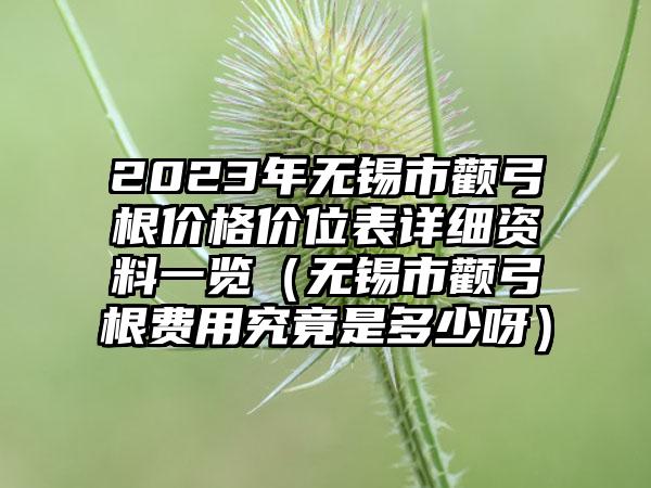 2023年无锡市颧弓根价格价位表详细资料一览（无锡市颧弓根费用究竟是多少呀）