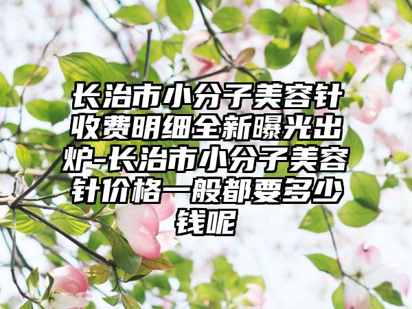 长治市小分子美容针收费明细全新曝光出炉-长治市小分子美容针价格一般都要多少钱呢