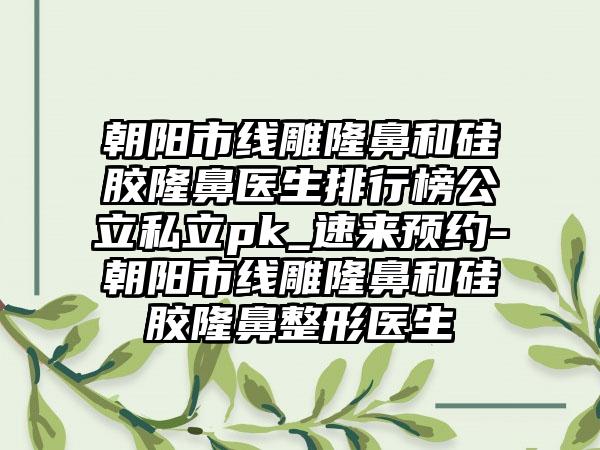 朝阳市线雕隆鼻和硅胶隆鼻医生排行榜公立私立pk_速来预约-朝阳市线雕隆鼻和硅胶隆鼻整形医生