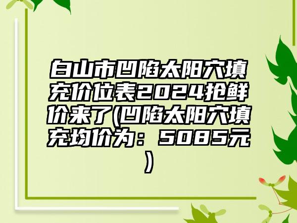 白山市凹陷太阳穴填充价位表2024抢鲜价来了(凹陷太阳穴填充均价为：5085元)