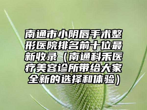 南通市小阴唇手术整形医院排名前十位最新收录（南通科禾医疗美容诊所带给大家全新的选择和体验）