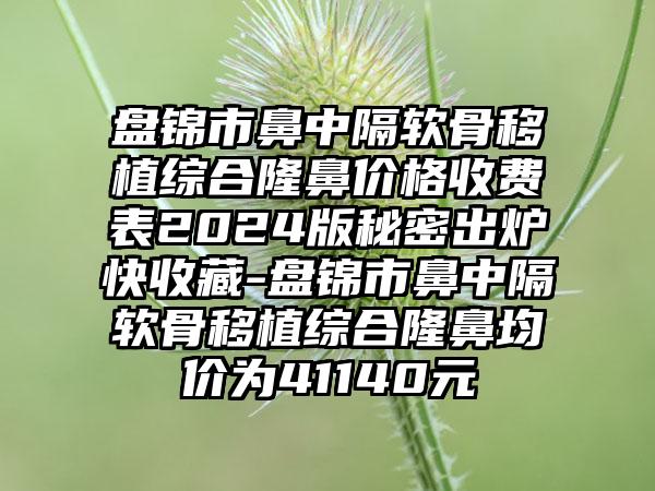 盘锦市鼻中隔软骨移植综合隆鼻价格收费表2024版秘密出炉快收藏-盘锦市鼻中隔软骨移植综合隆鼻均价为41140元