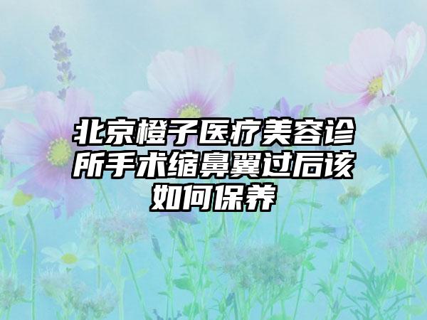 北京橙子医疗美容诊所手术缩鼻翼过后该如何保养