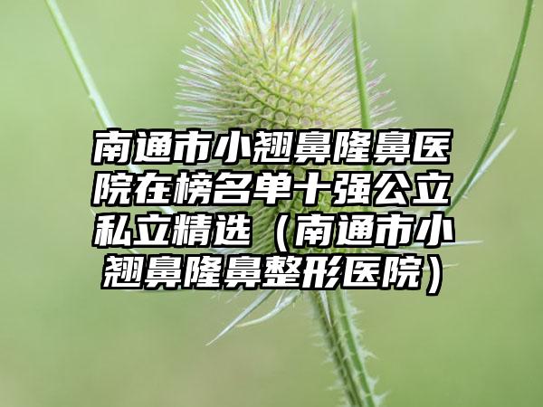 南通市小翘鼻隆鼻医院在榜名单十强公立私立精选（南通市小翘鼻隆鼻整形医院）