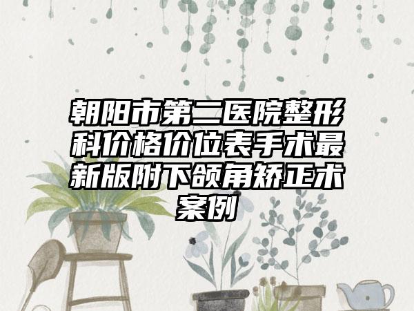 朝阳市第二医院整形科价格价位表手术最新版附下颌角矫正术案例