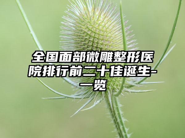 全国面部微雕整形医院排行前二十佳诞生-一览