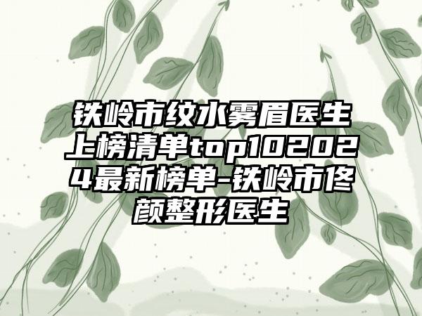 铁岭市纹水雾眉医生上榜清单top102024最新榜单-铁岭市佟颜整形医生