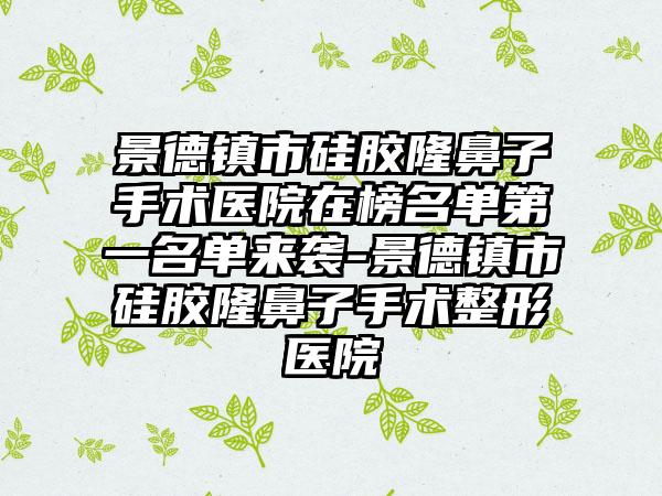 景德镇市硅胶隆鼻子手术医院在榜名单第一名单来袭-景德镇市硅胶隆鼻子手术整形医院