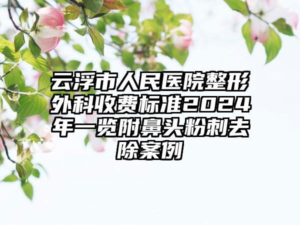 云浮市人民医院整形外科收费标准2024年一览附鼻头粉刺去除案例