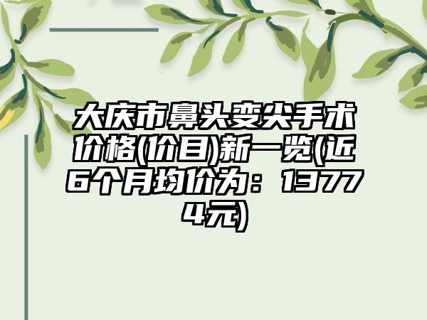 大庆市鼻头变尖手术价格(价目)新一览(近6个月均价为：13774元)