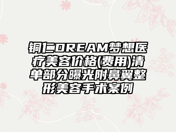 铜仁DREAM梦想医疗美容价格(费用)清单部分曝光附鼻翼整形美容手术案例