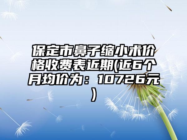 保定市鼻子缩小术价格收费表近期(近6个月均价为：10726元)