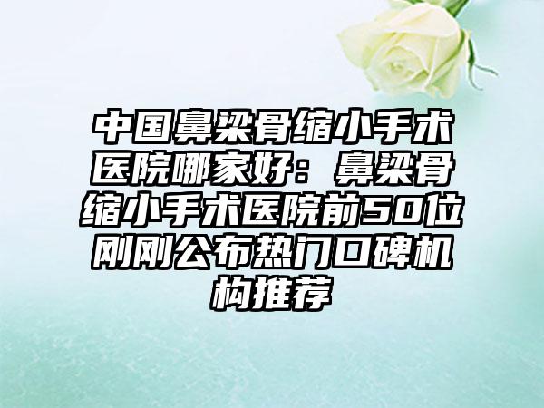 中国鼻梁骨缩小手术医院哪家好：鼻梁骨缩小手术医院前50位刚刚公布热门口碑机构推荐