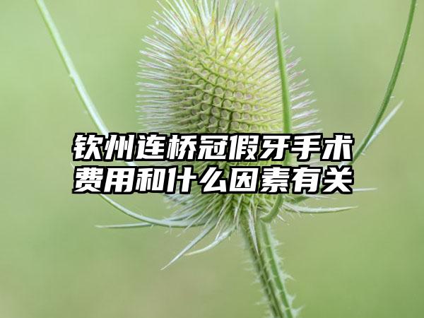 钦州连桥冠假牙手术费用和什么因素有关