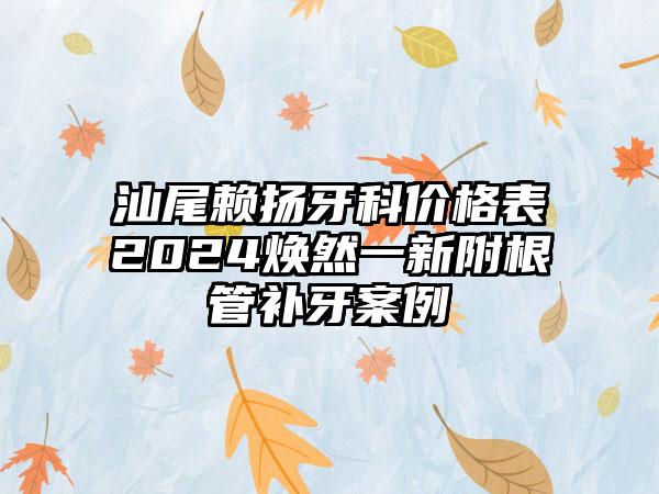 汕尾赖扬牙科价格表2024焕然一新附根管补牙案例